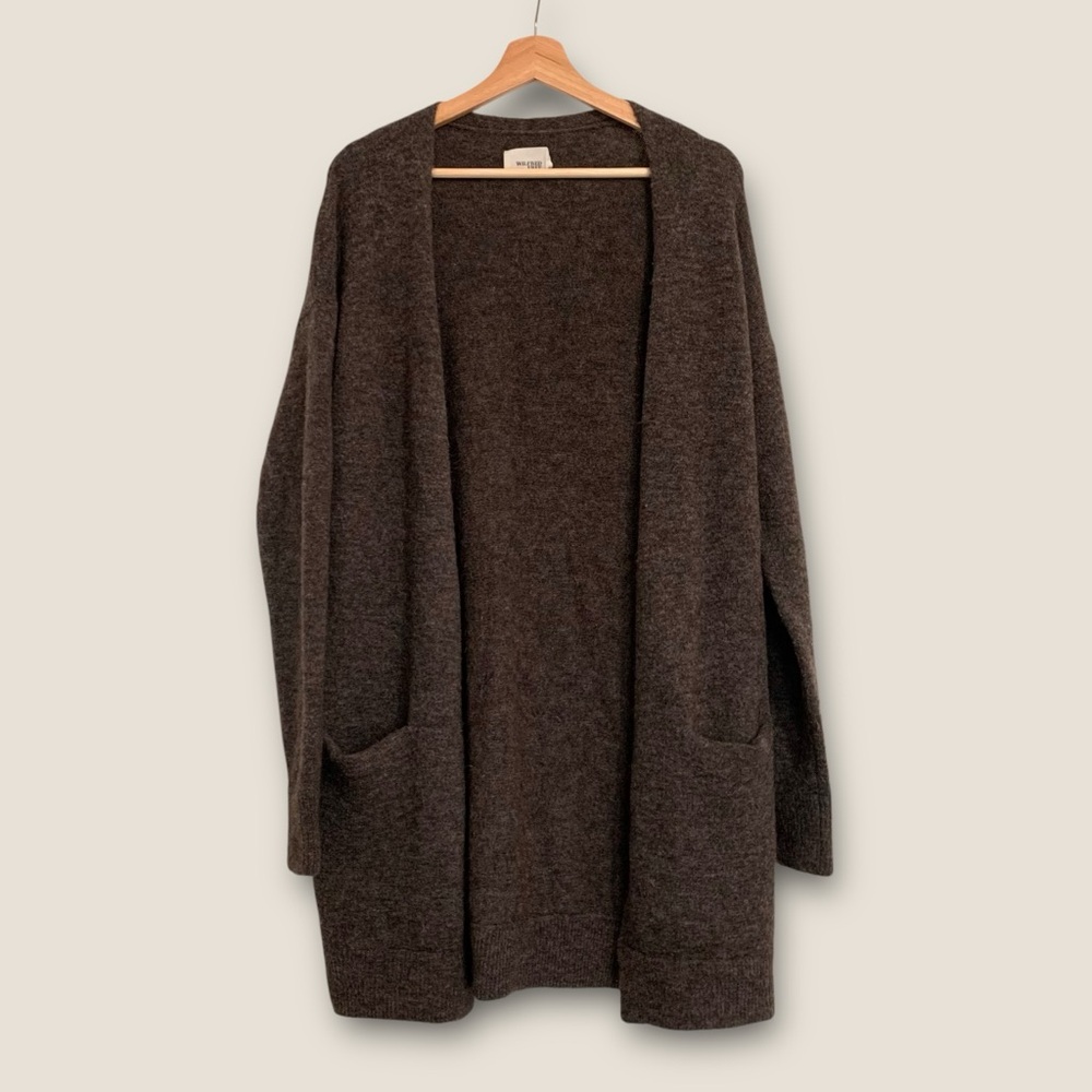 Aritzia Wilfred Free S maxi long wool alpaca dark academia open boho cardigan